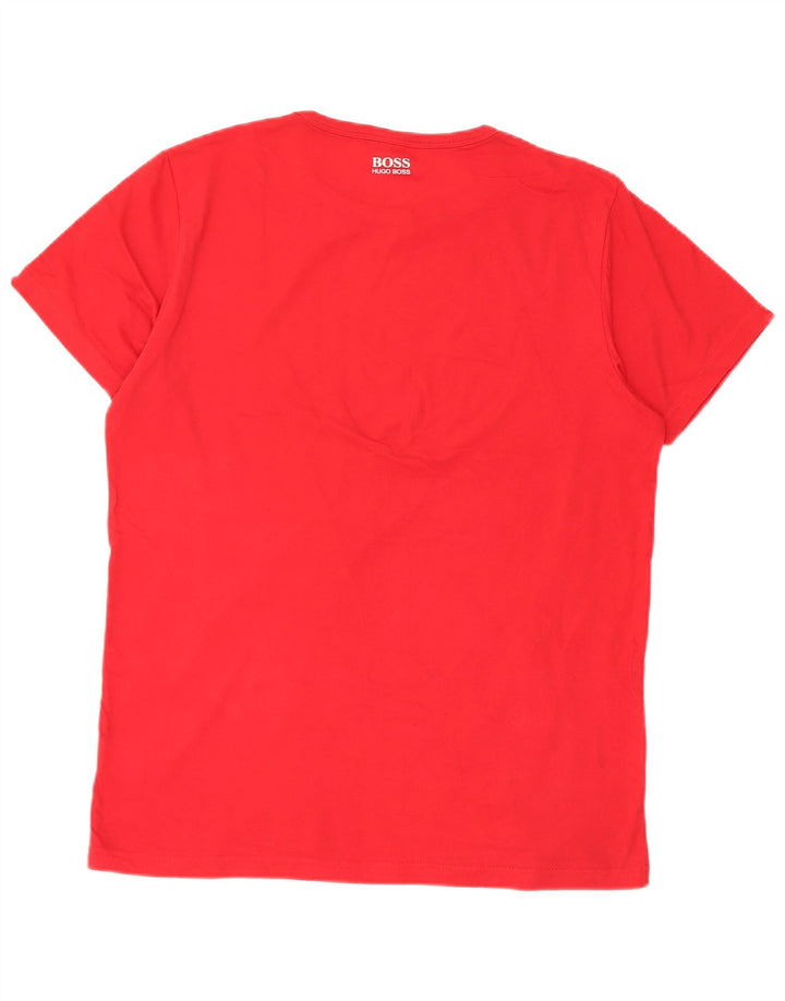 Camiseta gráfica masculina Hugo Boss grande algodão vermelho