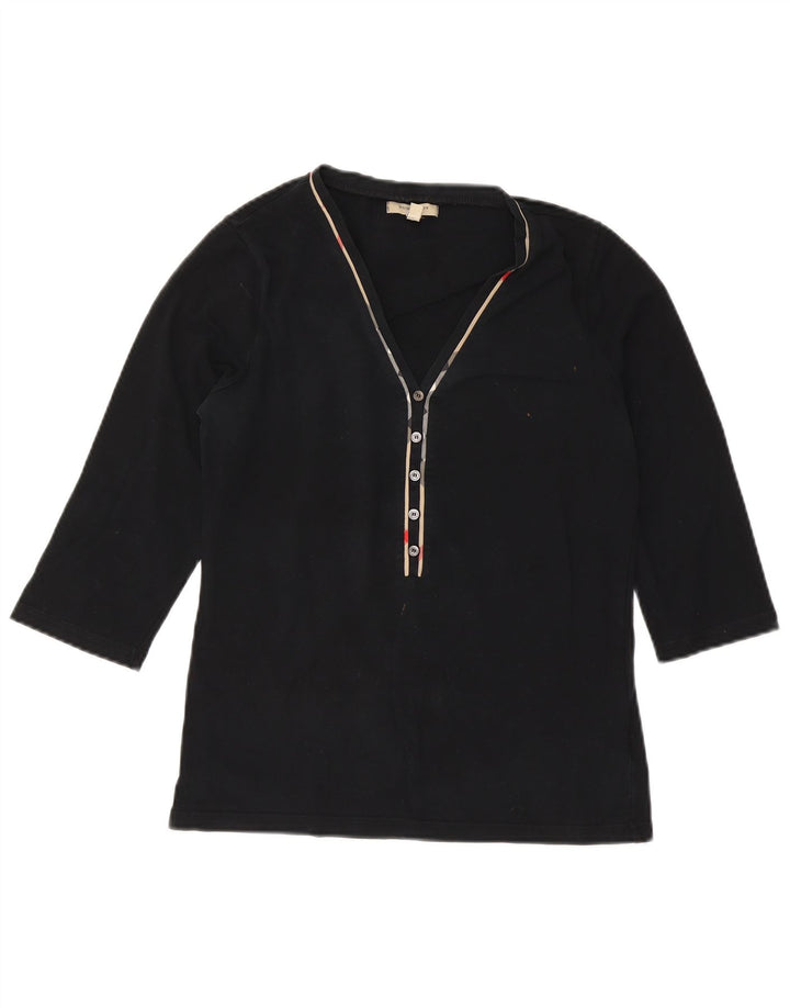 Top feminino Burberry manga 3/4 Reino Unido 14 grande preto