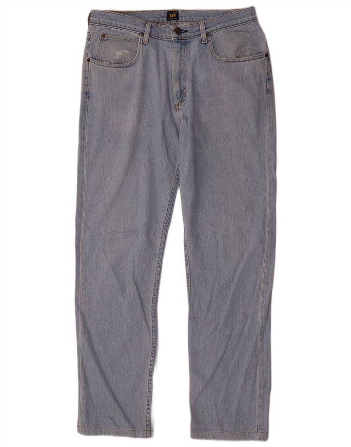 Lee Mens Brooklyn Straight Jeans W33 L32 Azul Algodão