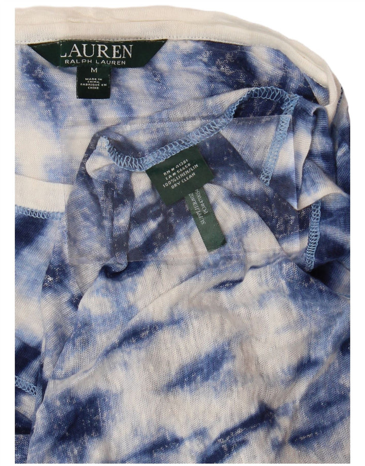 Camiseta feminina RALPH LAUREN UK 14 médio azul tie-dye linho