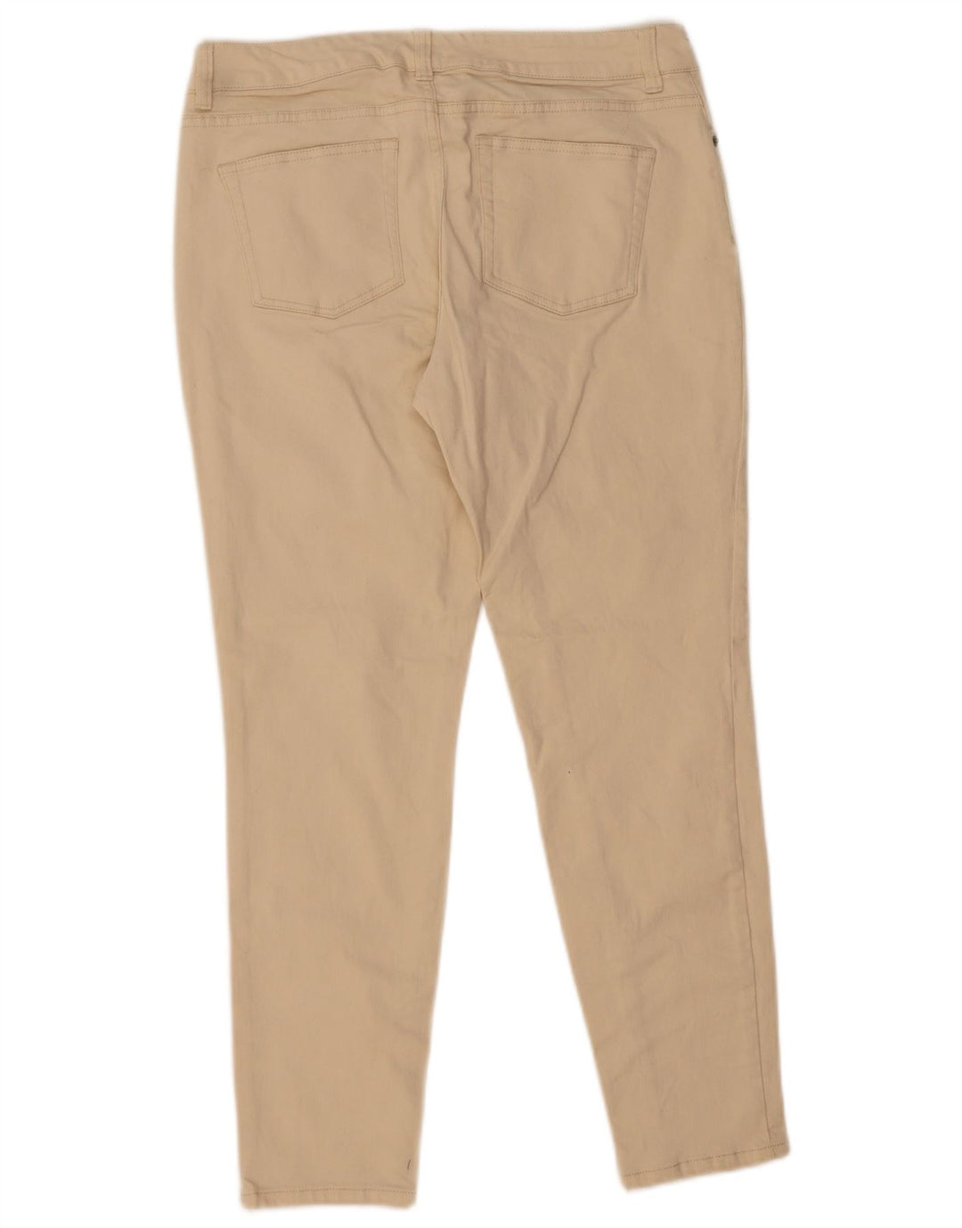 Calça feminina casual slim CHAPS US 8 médio W30 L27 algodão bege