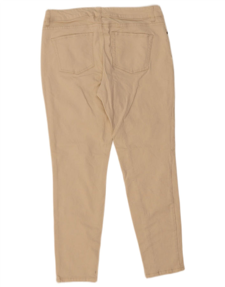 Calça feminina casual slim CHAPS US 8 médio W30 L27 algodão bege