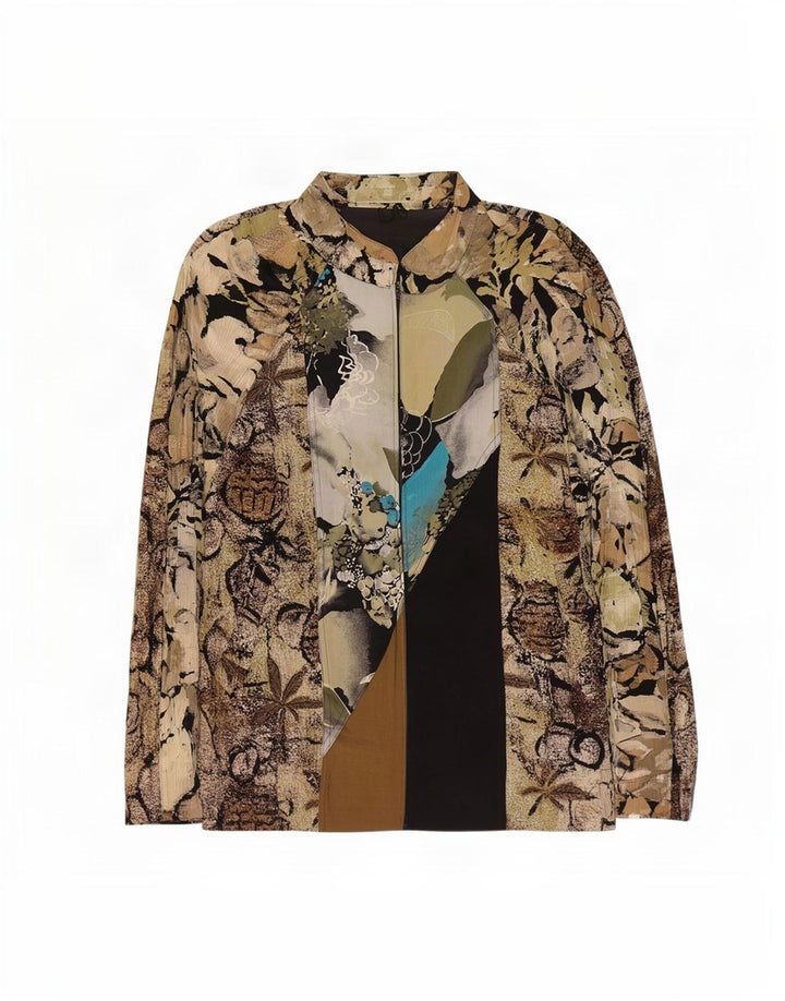 Gerry Weber Jaqueta bomber feminina superdimensionada UE 40 médio cáqui floral modal