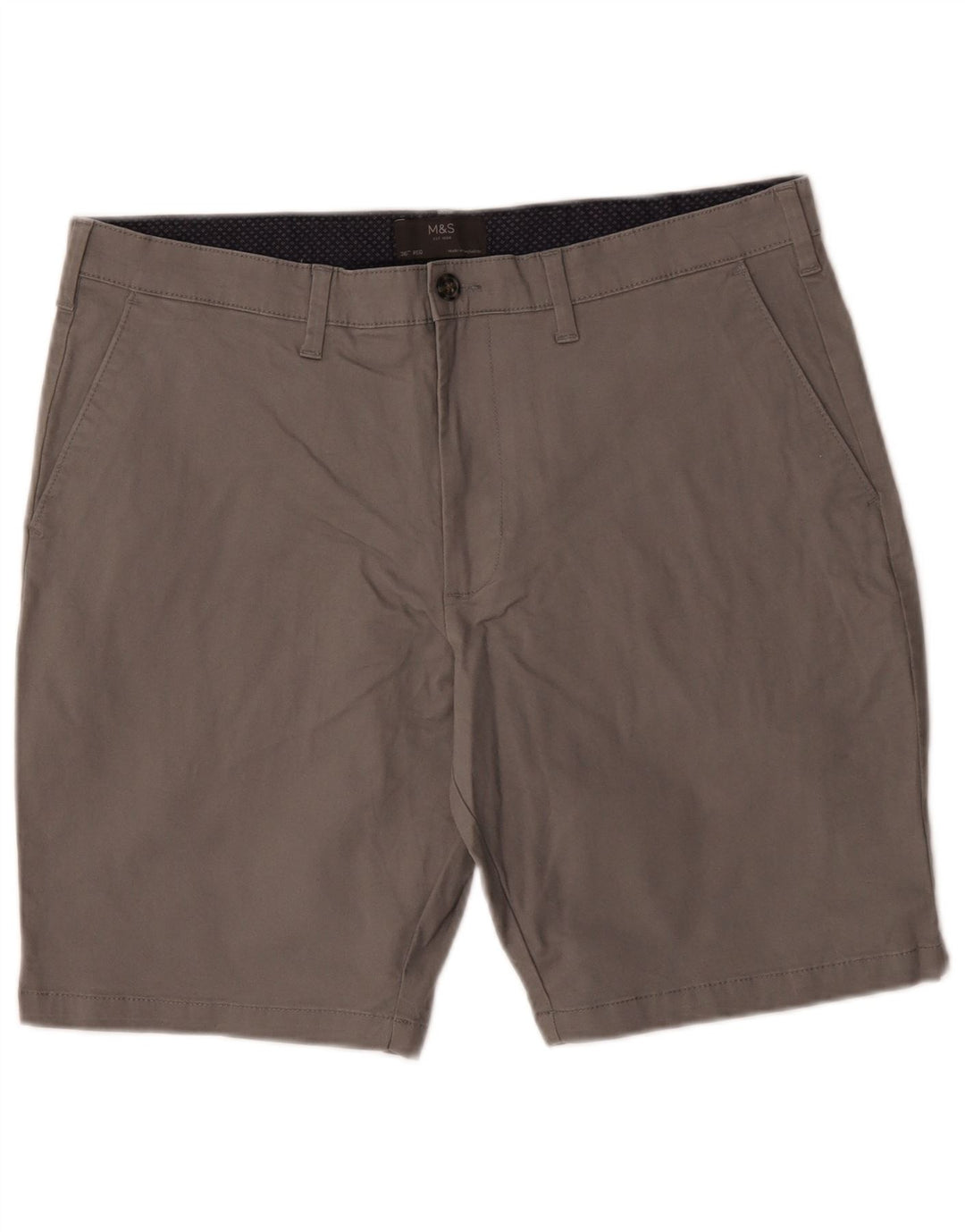 Shorts Chino masculino Marks & Spencer W36 grande algodão cinza