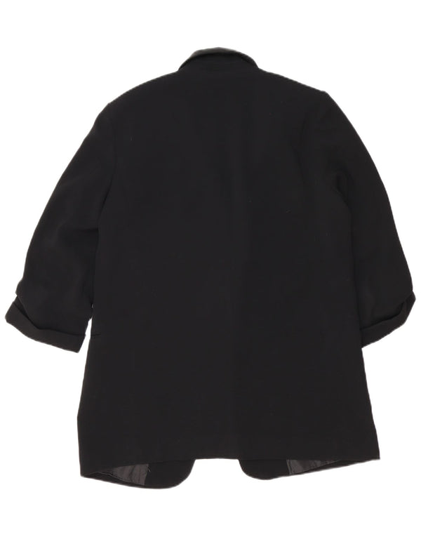 Zara Jaqueta Blazer Feminina Manga 3/4 Aberta Reino Unido 14 Médio Preto