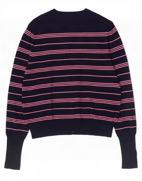 Suéter cardigã feminino Marks & Spencer UK 12 listrado azul marinho médio