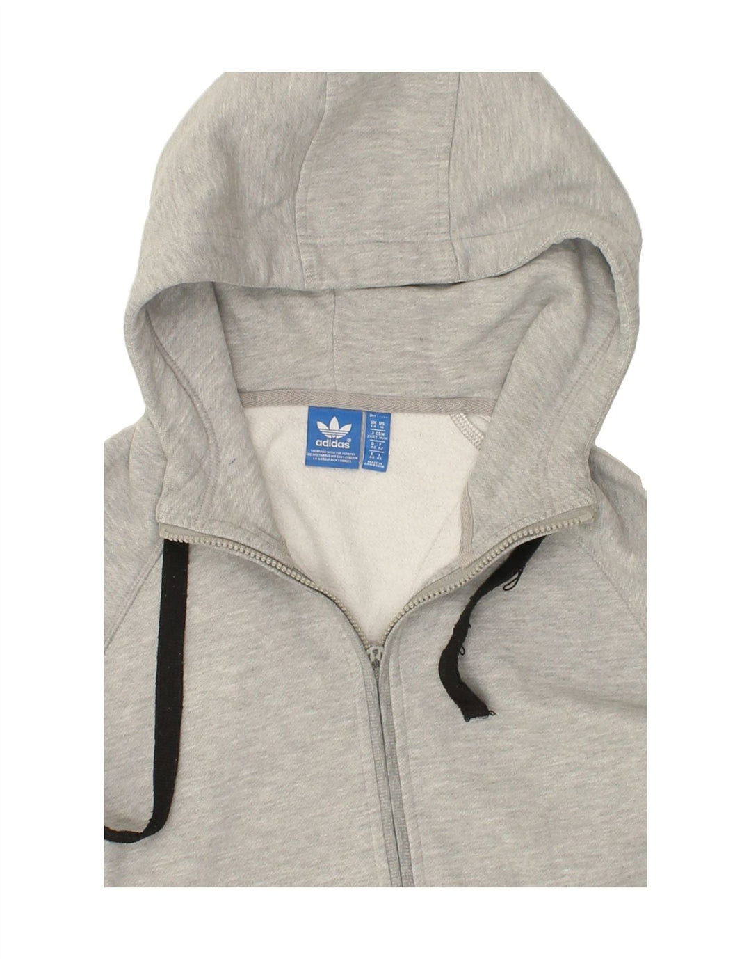 ADIDAS Womens Zip Hoodie Sweater UK 14 Large Grey Cotton Vintage Adidas and Second-Hand Adidas from Messina Hembry 