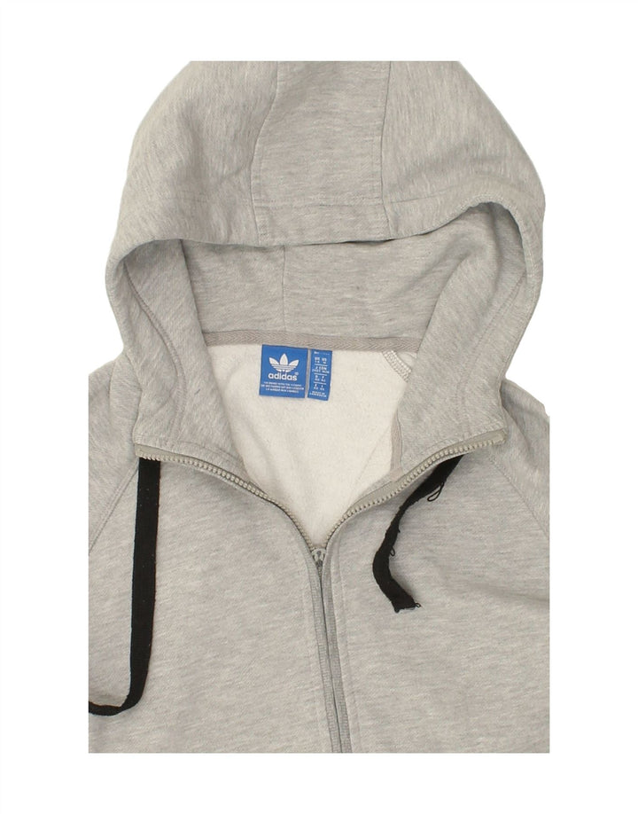 ADIDAS Womens Zip Hoodie Sweater UK 14 Large Grey Cotton Vintage Adidas and Second-Hand Adidas from Messina Hembry 