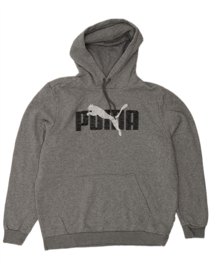 PUMA Mens Graphic Hoodie Jumper Grande Algodão Cinza