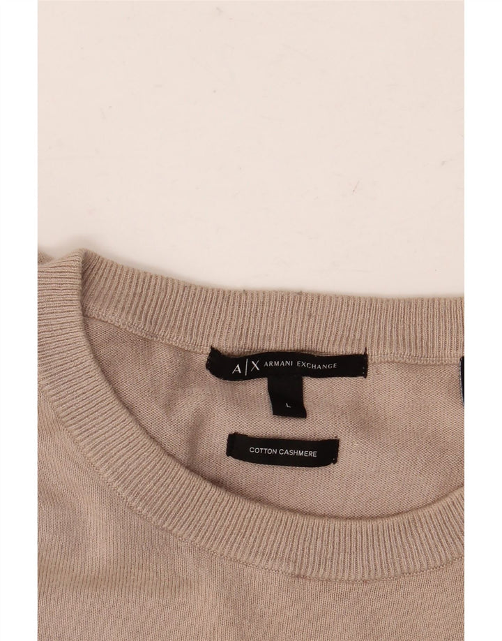 ARMANI EXCHANGE Suéter masculino com gola redonda, grande algodão bege