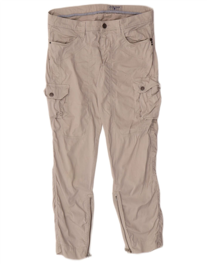 Calça cargo feminina JECKERSON slim W27 L26 algodão bege