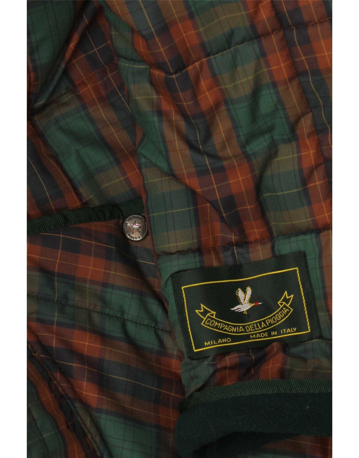 Casaco acolchoado feminino vintage UK 18 XL xadrez verde