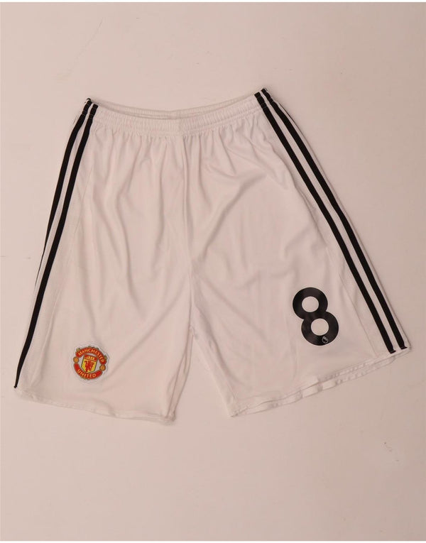 Adidas Mens Manchester United Graphic Sport Shorts Pequeno Poliéster Branco