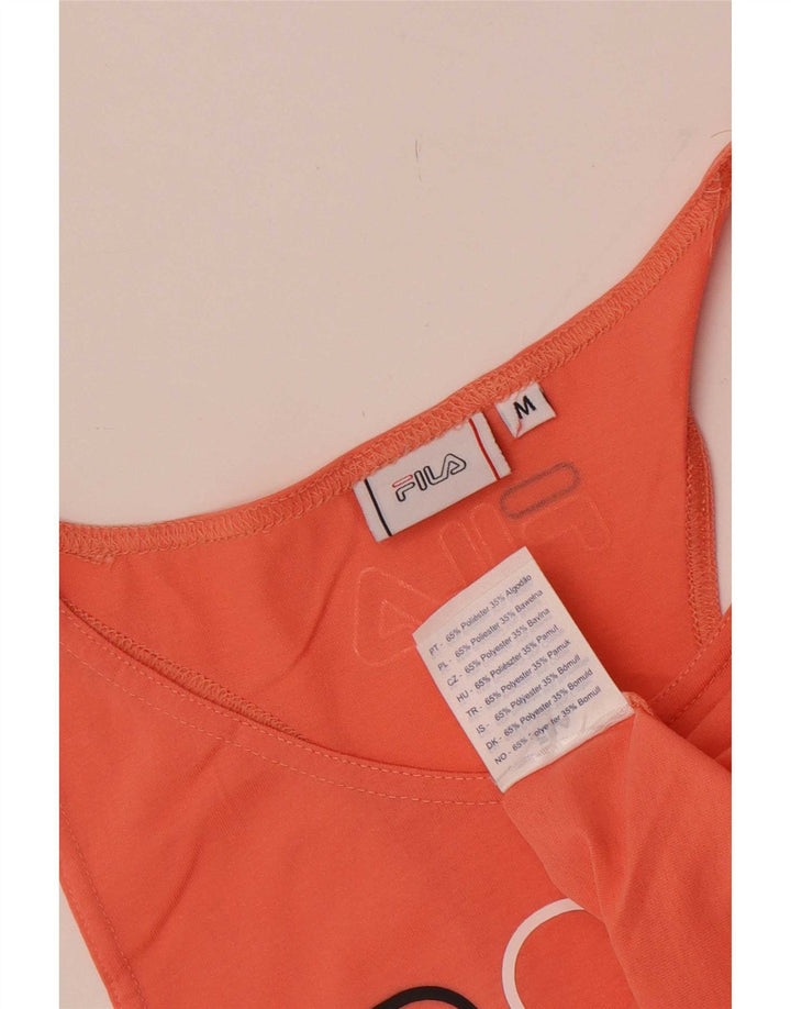 Fila Womens Graphic Crop Vest Top UK 12 Médio Laranja Poliéster