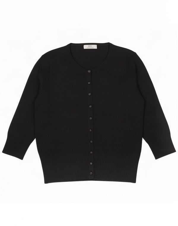 Suéter cardigã feminino de manga 3/4 da Marks & Spencer Reino Unido 14 médio preto