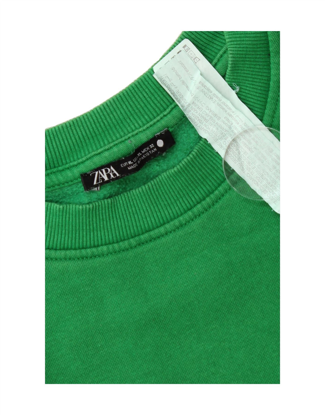 ZARA Womens Sweatshirt Jumper UK 18 XL Green Cotton Vintage Zara and Second-Hand Zara from Messina Hembry 