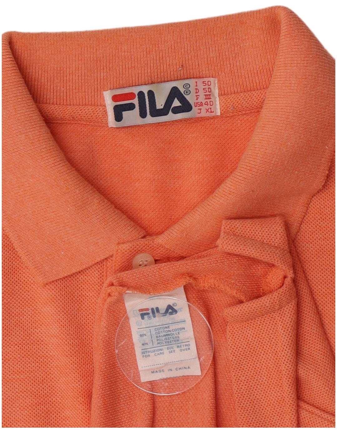 Camisa polo masculina Fila IT 50 algodão laranja médio