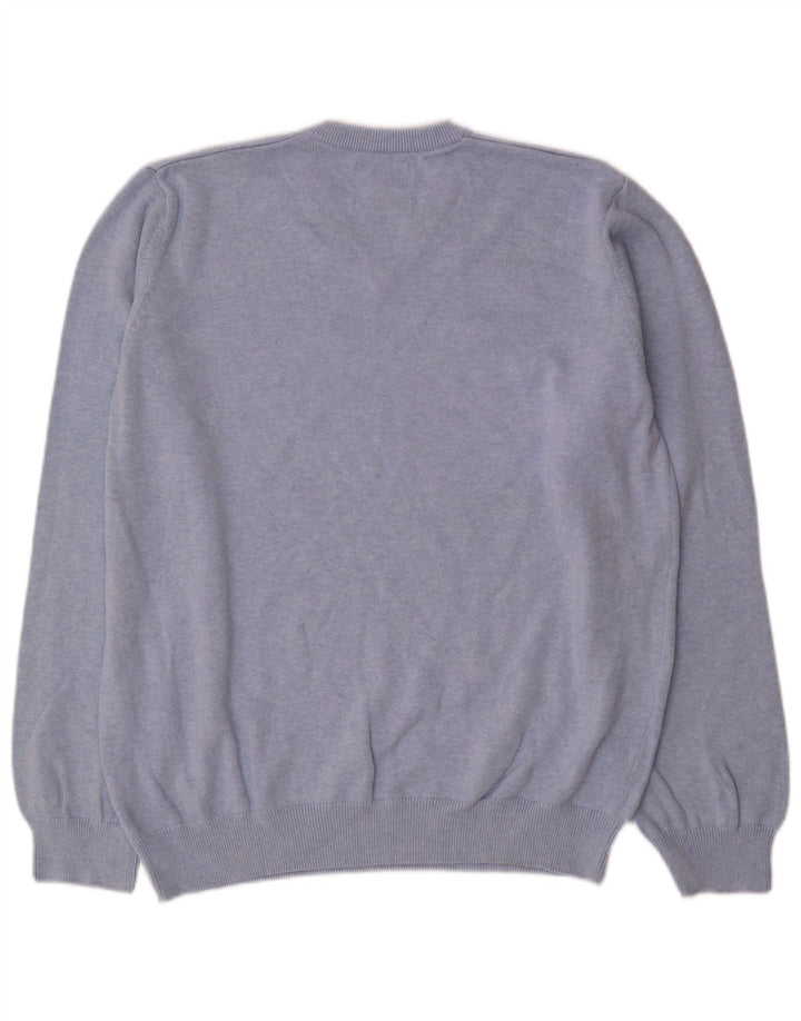 Suéter masculino Marks & Spencer com decote em V XL azul algodão