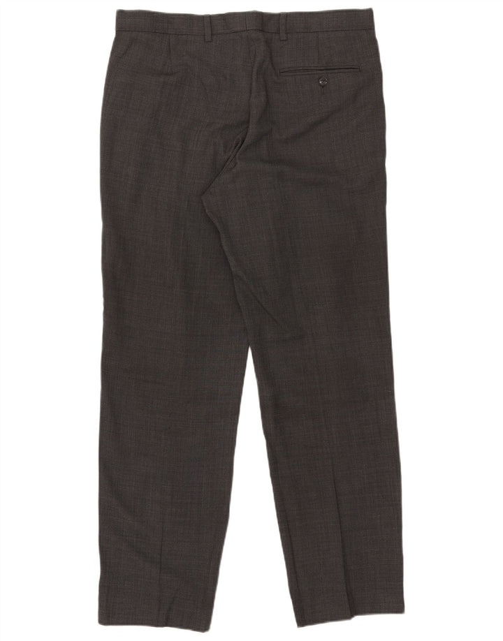 Calça masculina de ajuste regular Marks & Spencer W34 L31 lã cinza