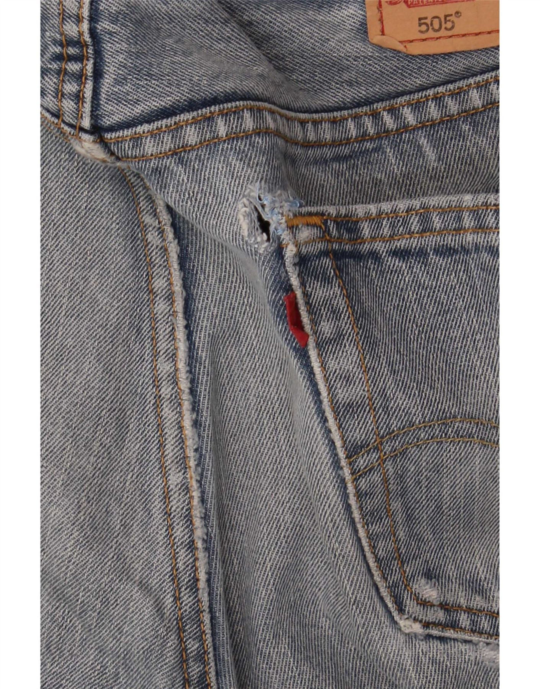 Levi's Masculino 505 Distressed Straight Jeans W34 L32 Azul Algodão