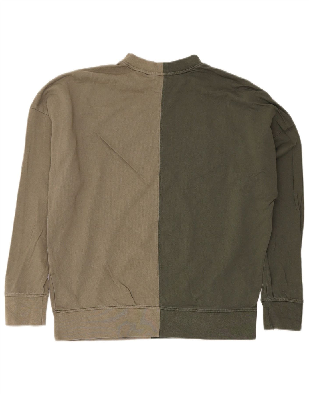 ADIDAS Womens Oversized Sweatshirt Jumper UK 8 Small Khaki Colourblock