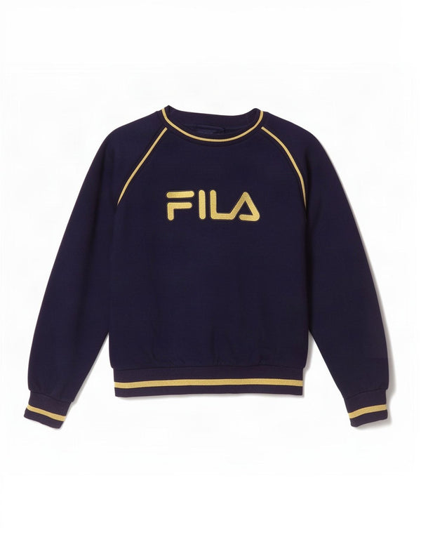 Fila moletom gráfico feminino jumper UK 10 pequeno bloco colorido azul marinho