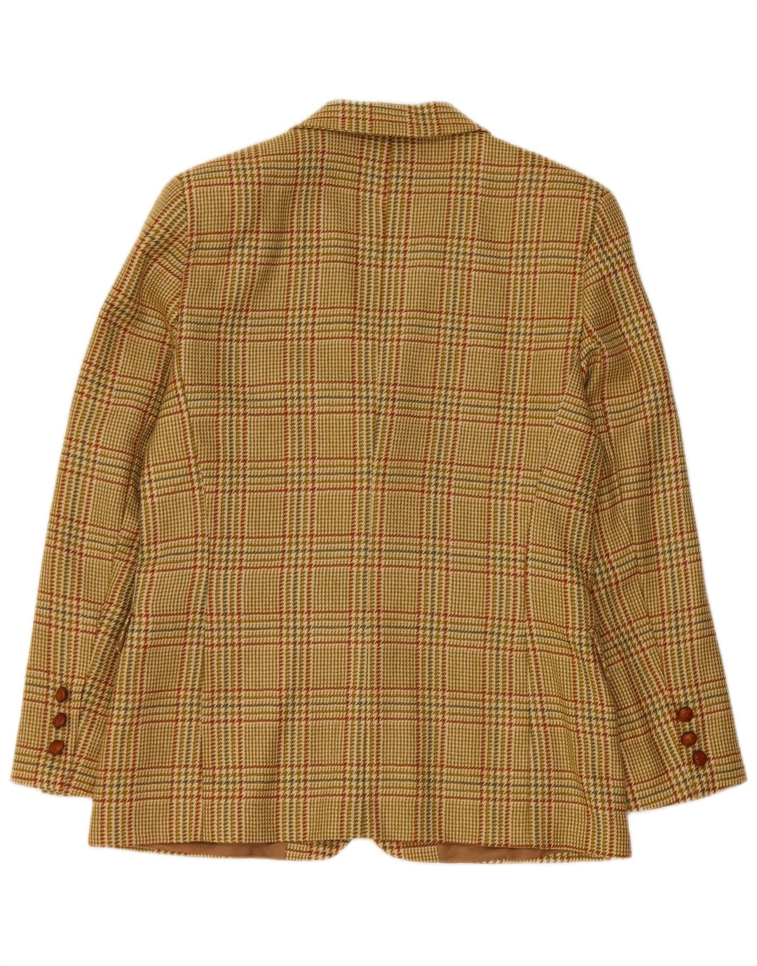 Jaqueta blazer feminina vintage com 2 botões IT 46 grande lã houndstooth verde