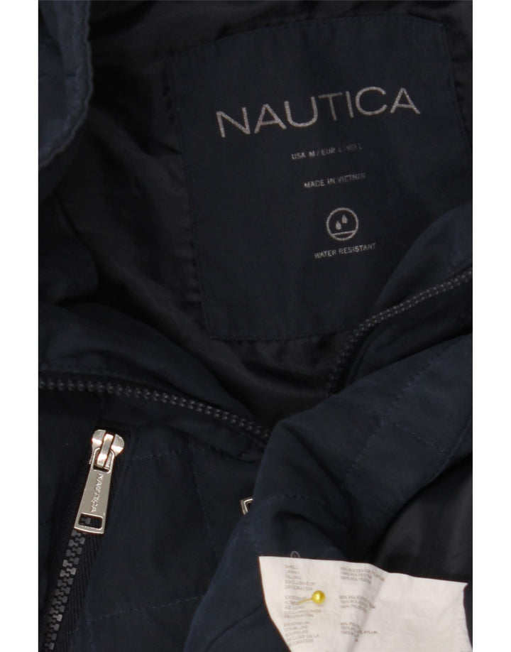 Casaco feminino acolchoado com capuz NAUTICA UK 14 grande poliéster azul marinho