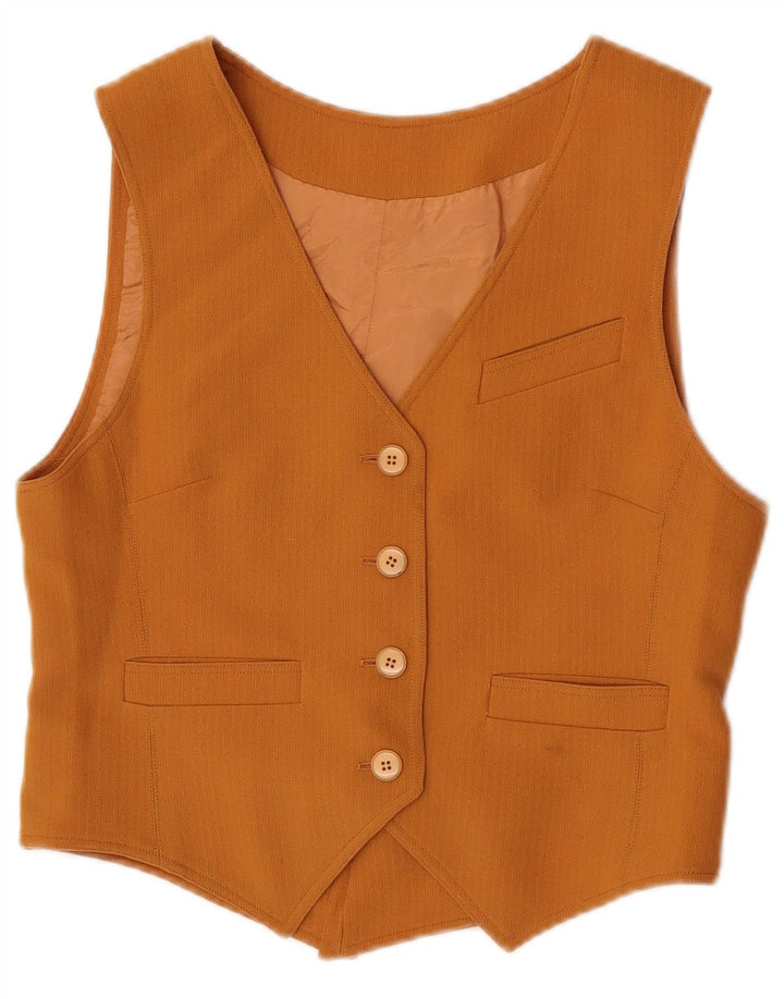 Conjunto feminino vintage de 4 botões e 2 peças UK 10 pequeno laranja