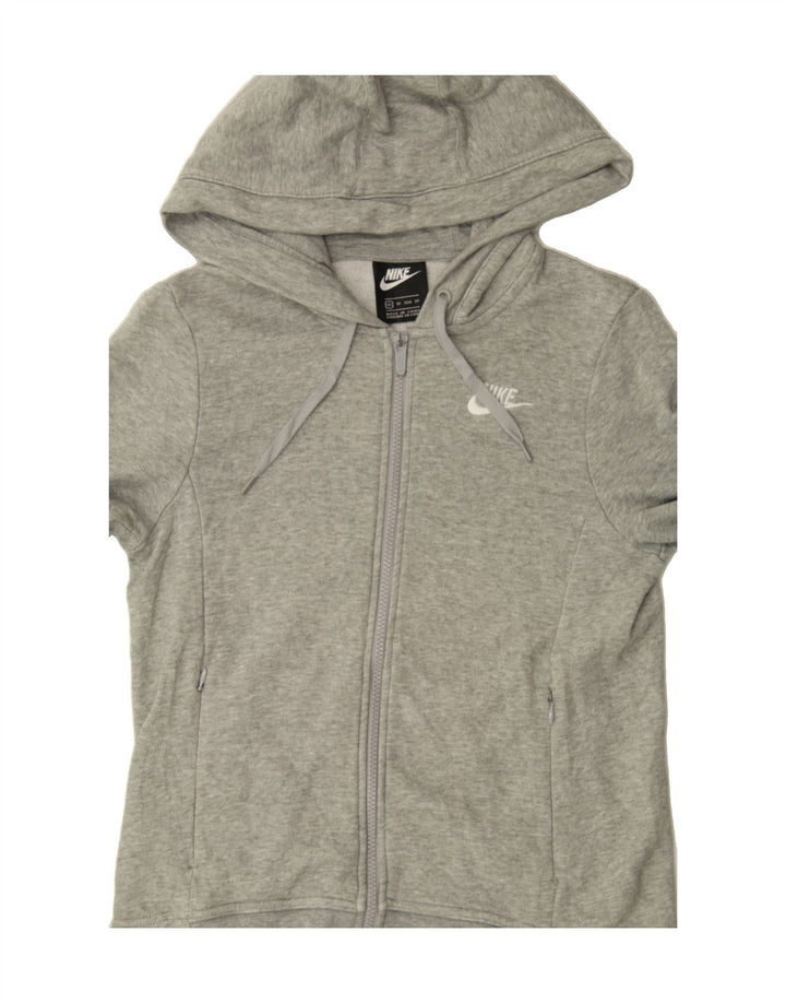 NIKE Womens Zip Hoodie Sweater UK 6 XS Grey Cotton Vintage Nike and Second-Hand Nike from Messina Hembry 