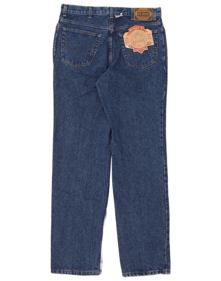 Rancher Mens Straight Jeans W36 L34 Azul Algodão