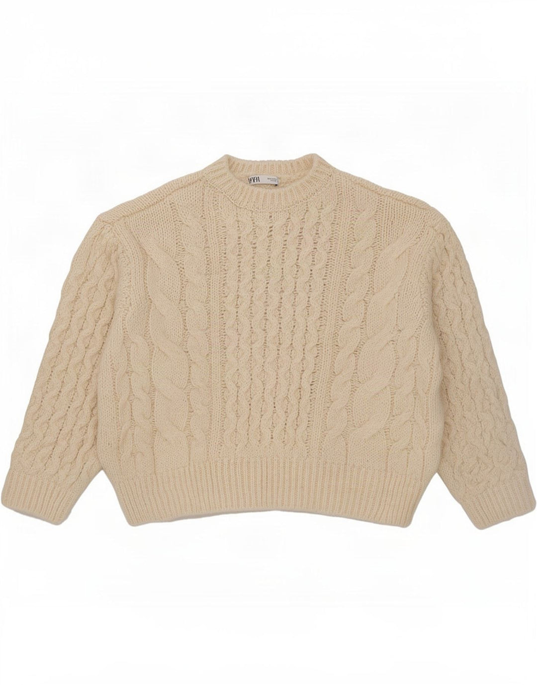 Zara Suéter feminino oversized com gola redonda UK 12 Médio Off White