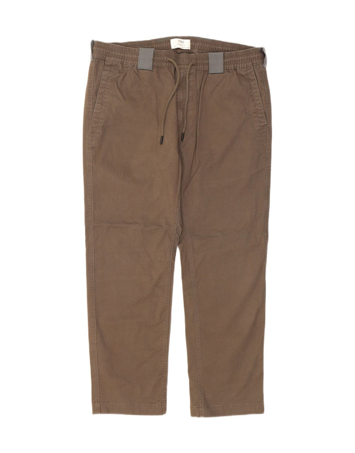 MARKS & SPENCER Mens Straight Chino Trousers Large W36 L28 Khaki Cotton Vintage Marks & Spencer and Second-Hand Marks & Spencer from Messina Hembry 