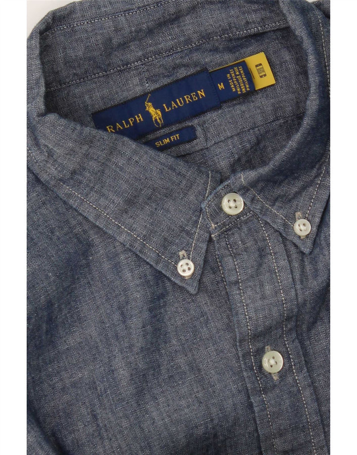 Camisa Slim Fit Masculina Ralph Lauren Médio Azul Marinho