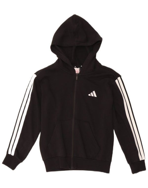 Suéter Adidas Boys Zip com capuz 11-12 anos algodão preto