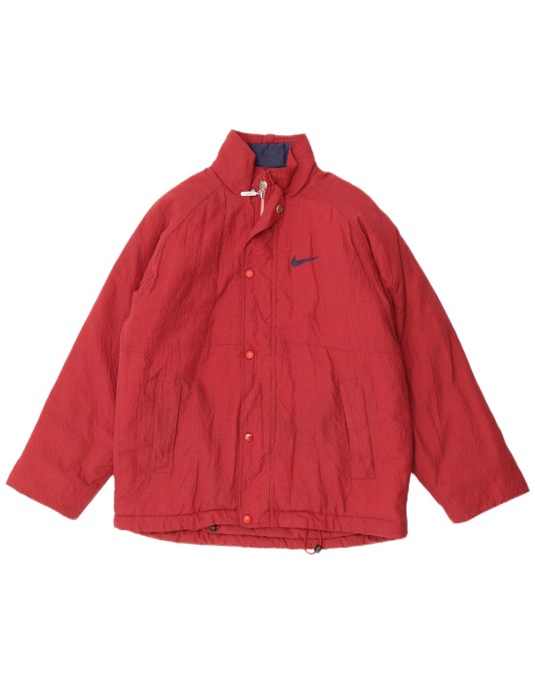 Jaqueta corta-vento Nike Boys 12-13 anos grande Borgonha xadrez nylon