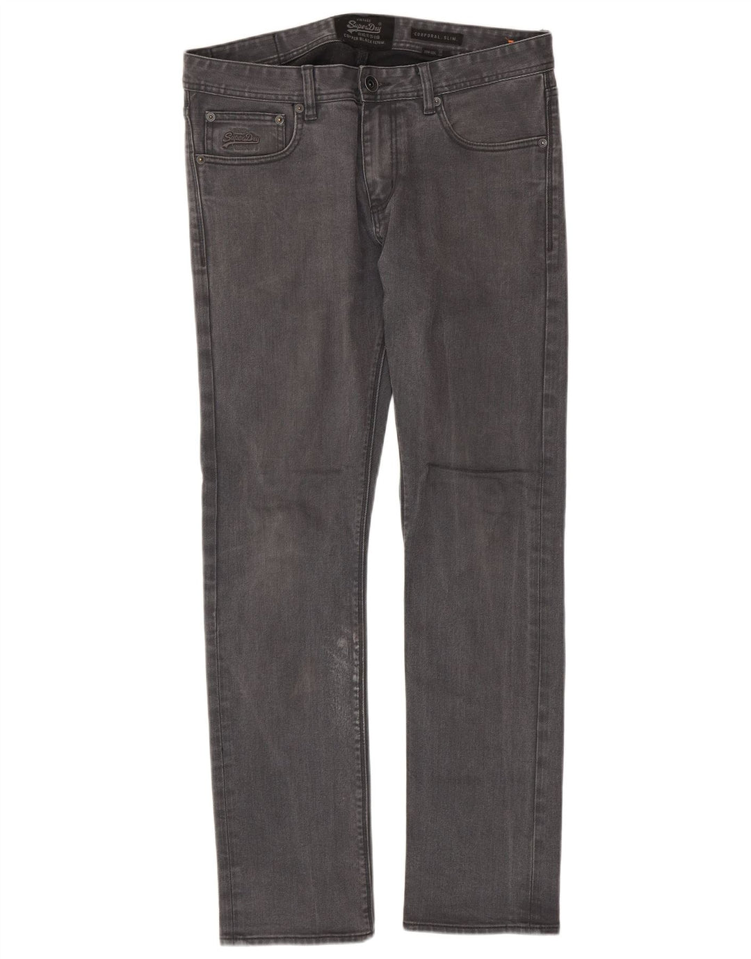Superdry Mens Corporal Slim Jeans W33 L32 Cinza Algodão