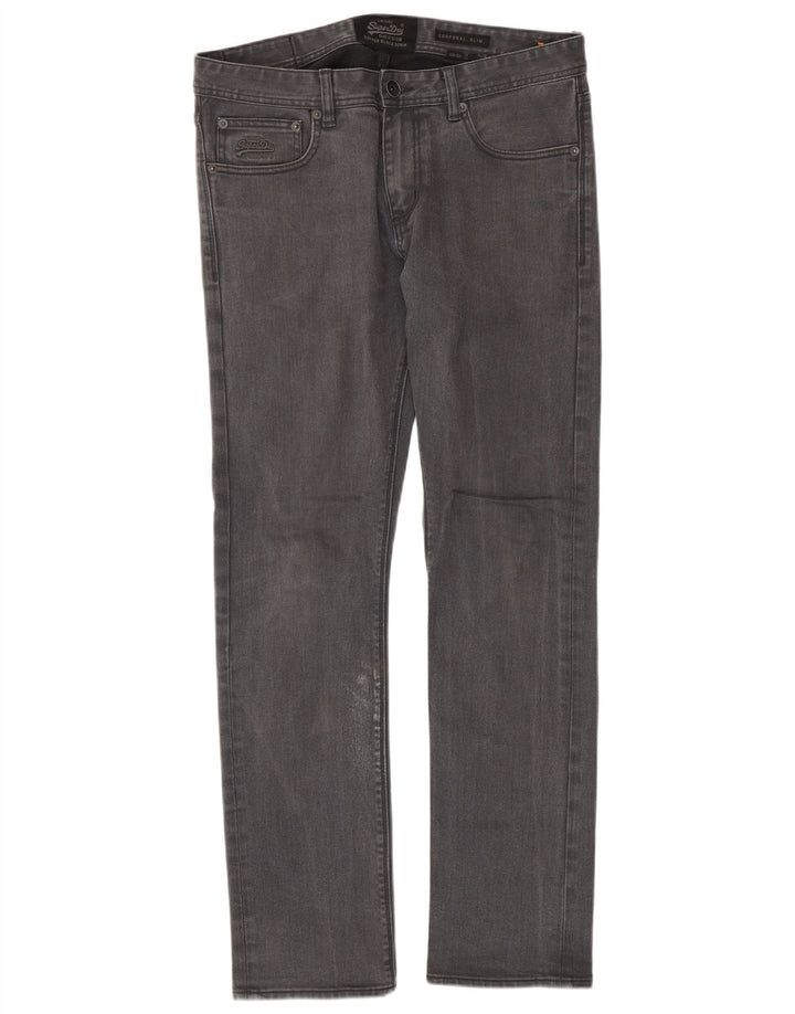 Superdry Mens Corporal Slim Jeans W33 L32 Cinza Algodão