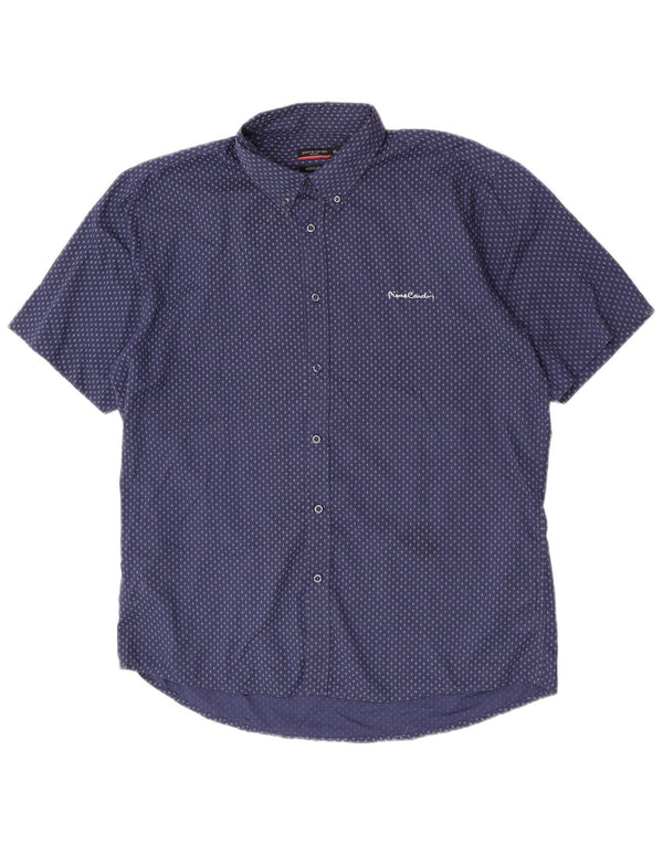 Camisa masculina Pierre Cardin manga curta regular fit XL azul marinho geométrica