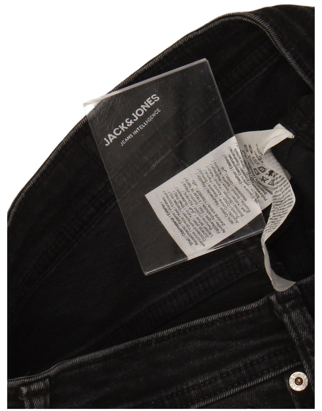 Jeans skinny masculino Jack & Jones desgastado W32 L32 algodão preto