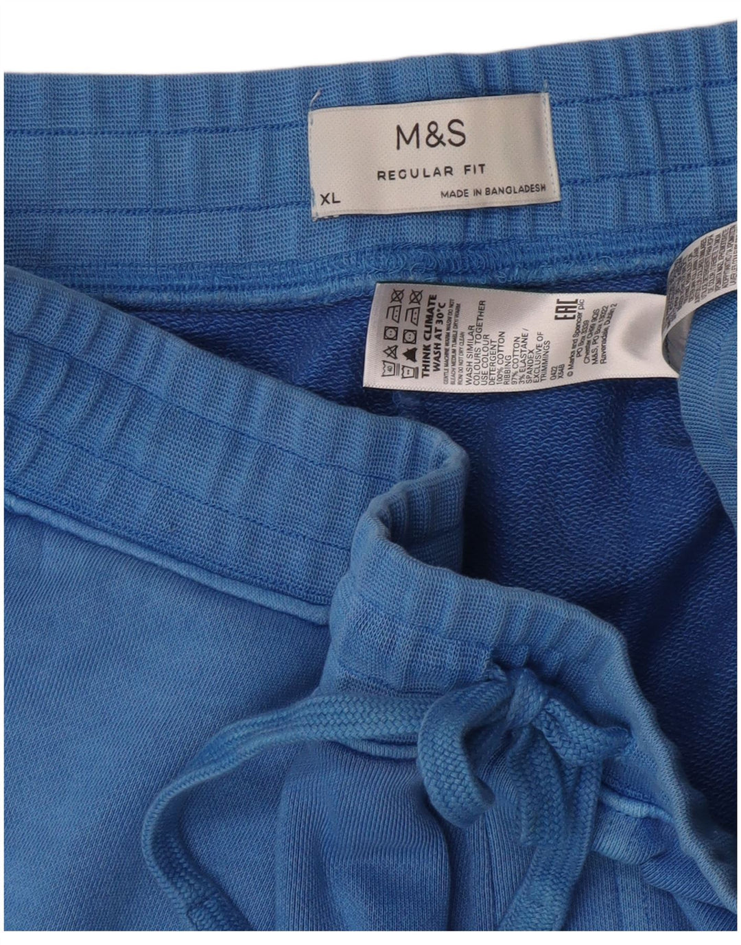 Shorts esportivos masculinos de ajuste regular da Marks & Spencer XL azul algodão
