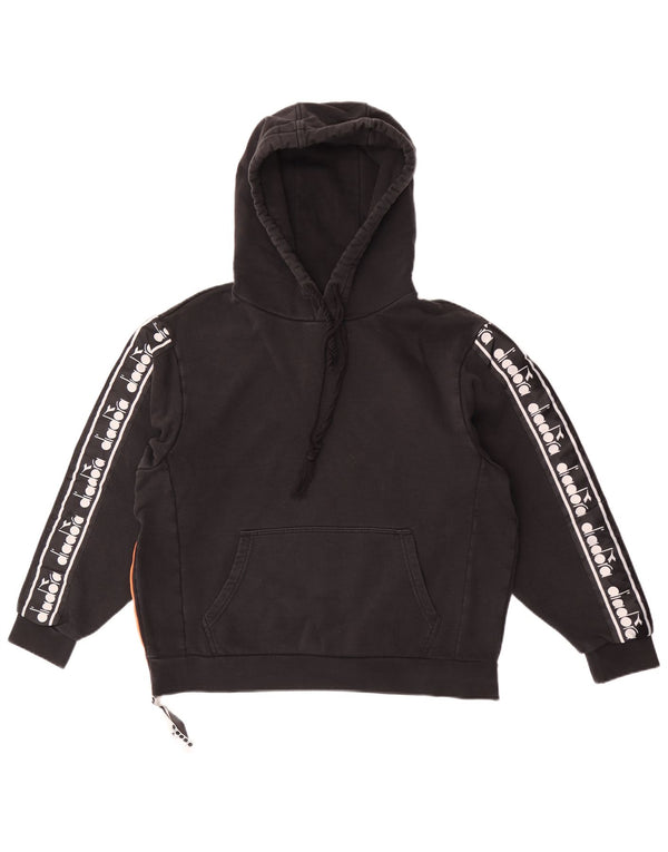 Diadora Mens Graphic Hoodie Jumper Pequeno Algodão Preto