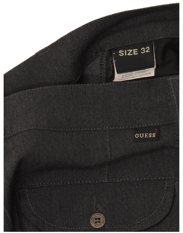 Guess Calça masculina reta casual W32 L29 poliéster cinza