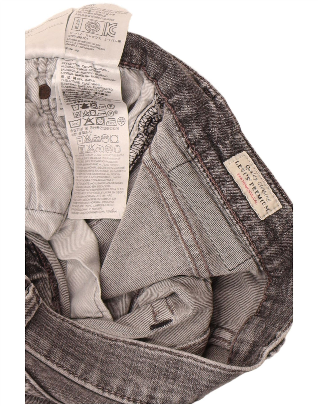 Levi's Mens Slim Jeans W32 L32 Cinza Algodão