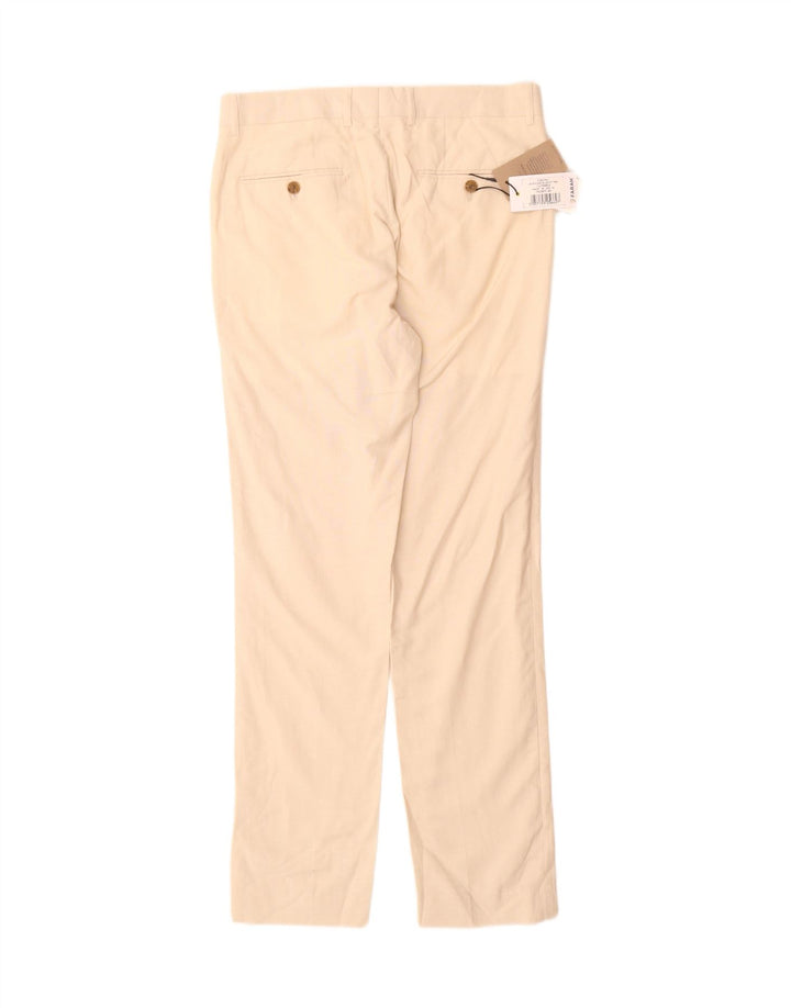 Calça masculina Farah de terno reto W30 L32 poliéster bege