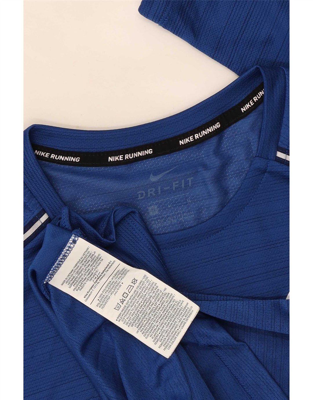 Nike Mens Dri Fit Top Manga Longa Médio Azul Listrado Poliéster