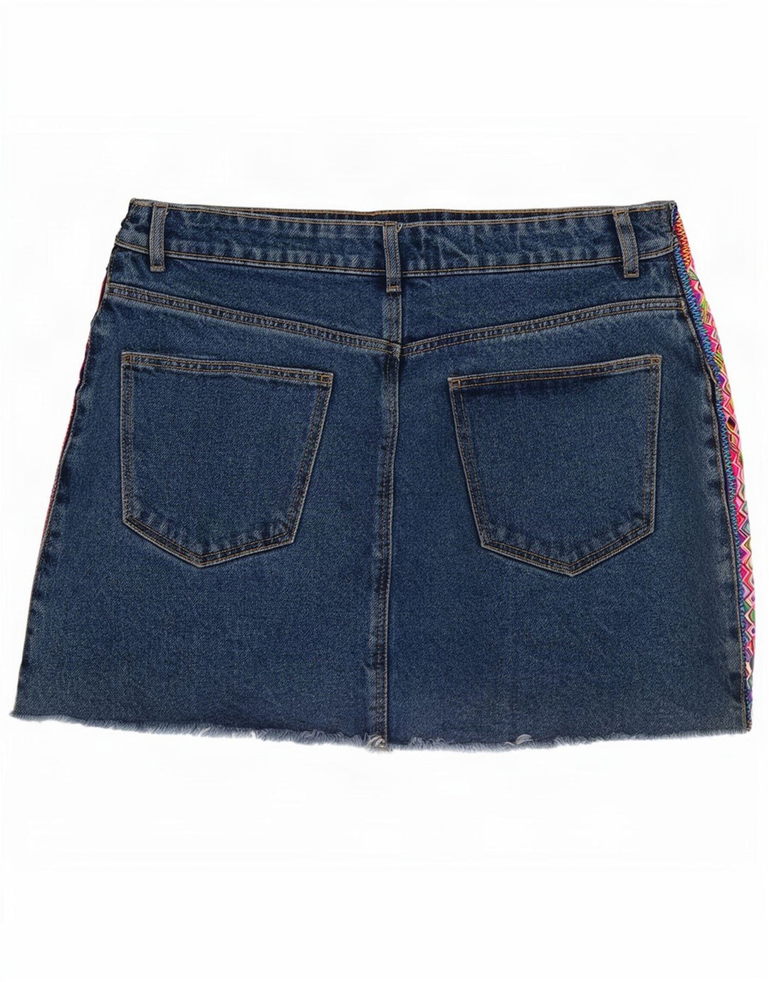 Mini saia jeans feminina Zara médio W28 azul geométrico