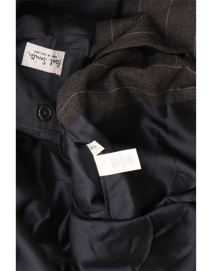 Jaqueta blazer masculina Paul Smith com 3 botões Reino Unido 40 lã listrada cinza grande