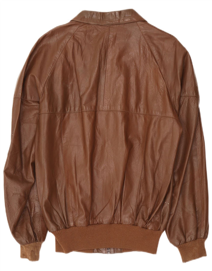 Jaqueta de couro masculina vintage UK 38 marrom médio