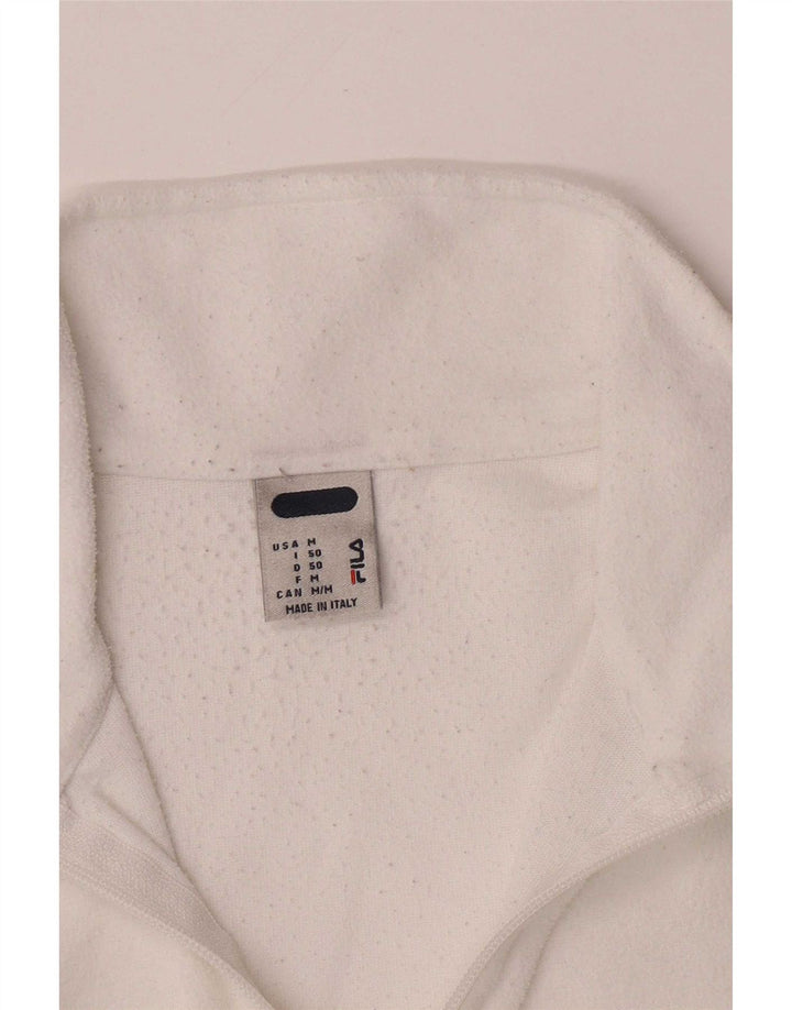 Fila Mens Zip Neck Fleece Jumper IT 50 Médio Branco